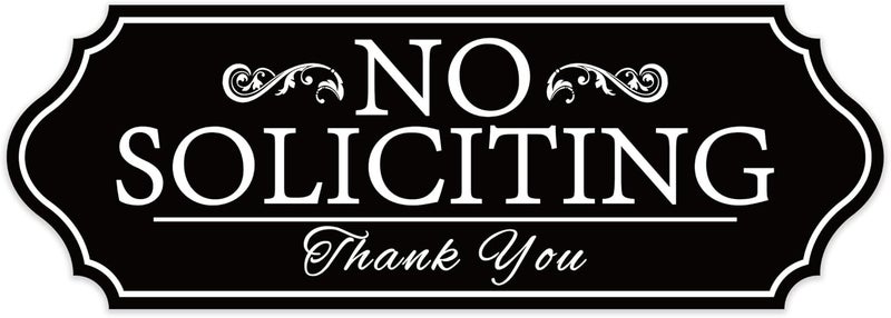 LUHIMO No Soliciting Sign Sticker for Front Door, Self-Adhesive Modern No Solicitors Sign for Home, Weatherproof and UV Resistant No Solicitation Signs for House, Business, Office, Door, Window (White) - Image 1
